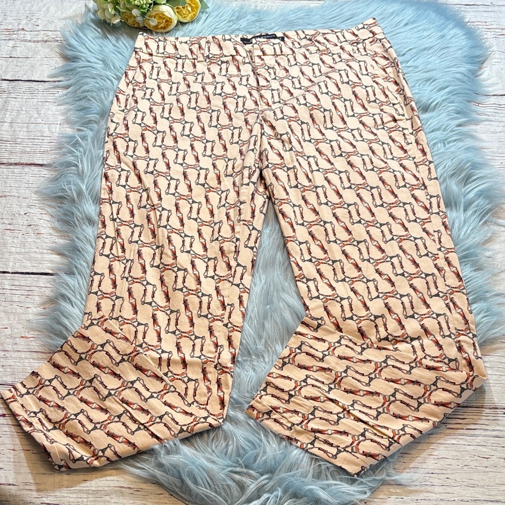 Zara Chain Print Pink Trouser Pants sz 6